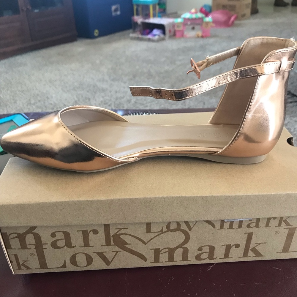 Rose gold/ copper ankle strap flat size 9